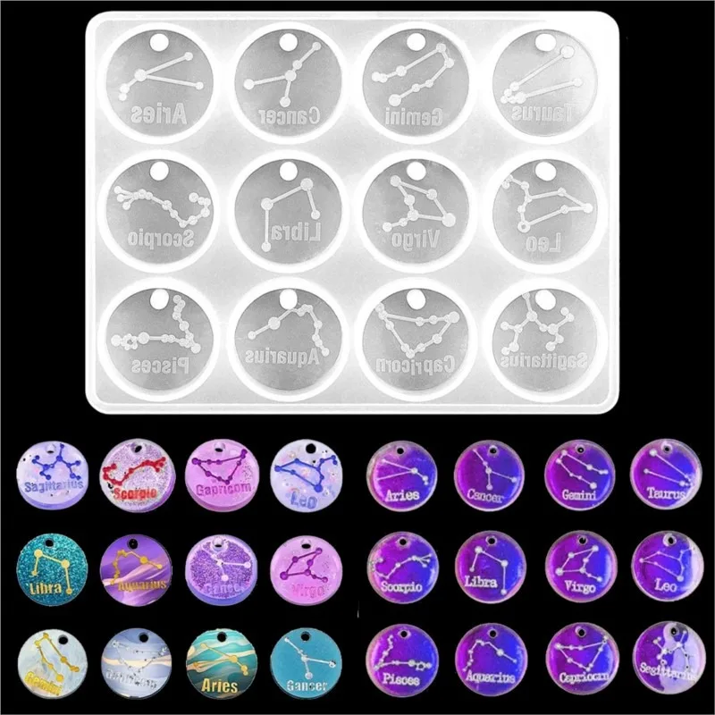 Resin Art Epoxy - 12 Zodiac Constellation Resin Molds Round