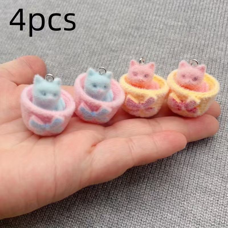4pcs 3D plush resin cat pendan - Resin Art Box review and price