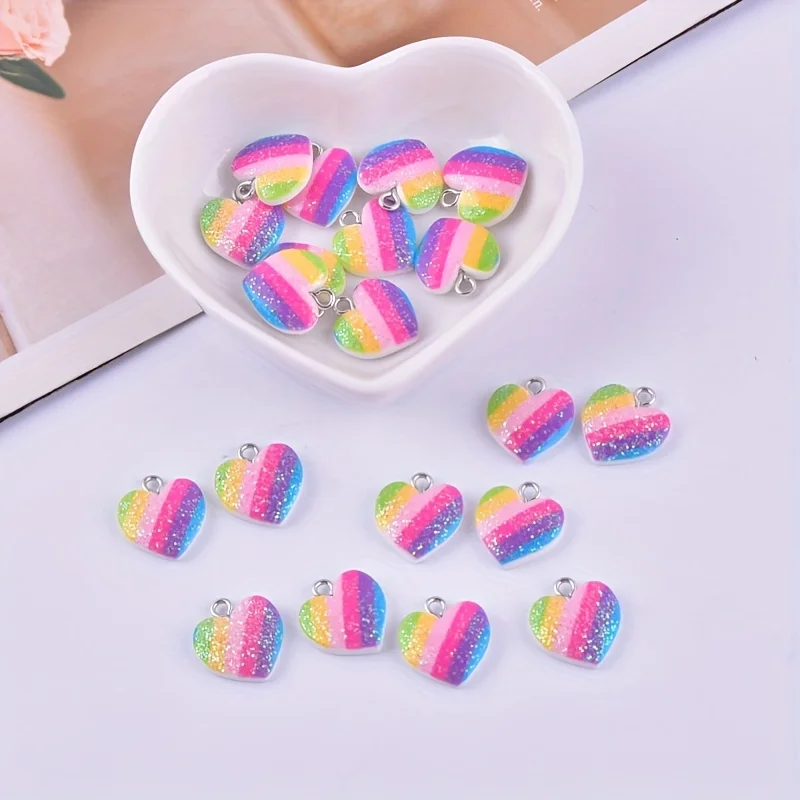10Pcs Colorful Heart Resin Cha - Resin Art Box review and price