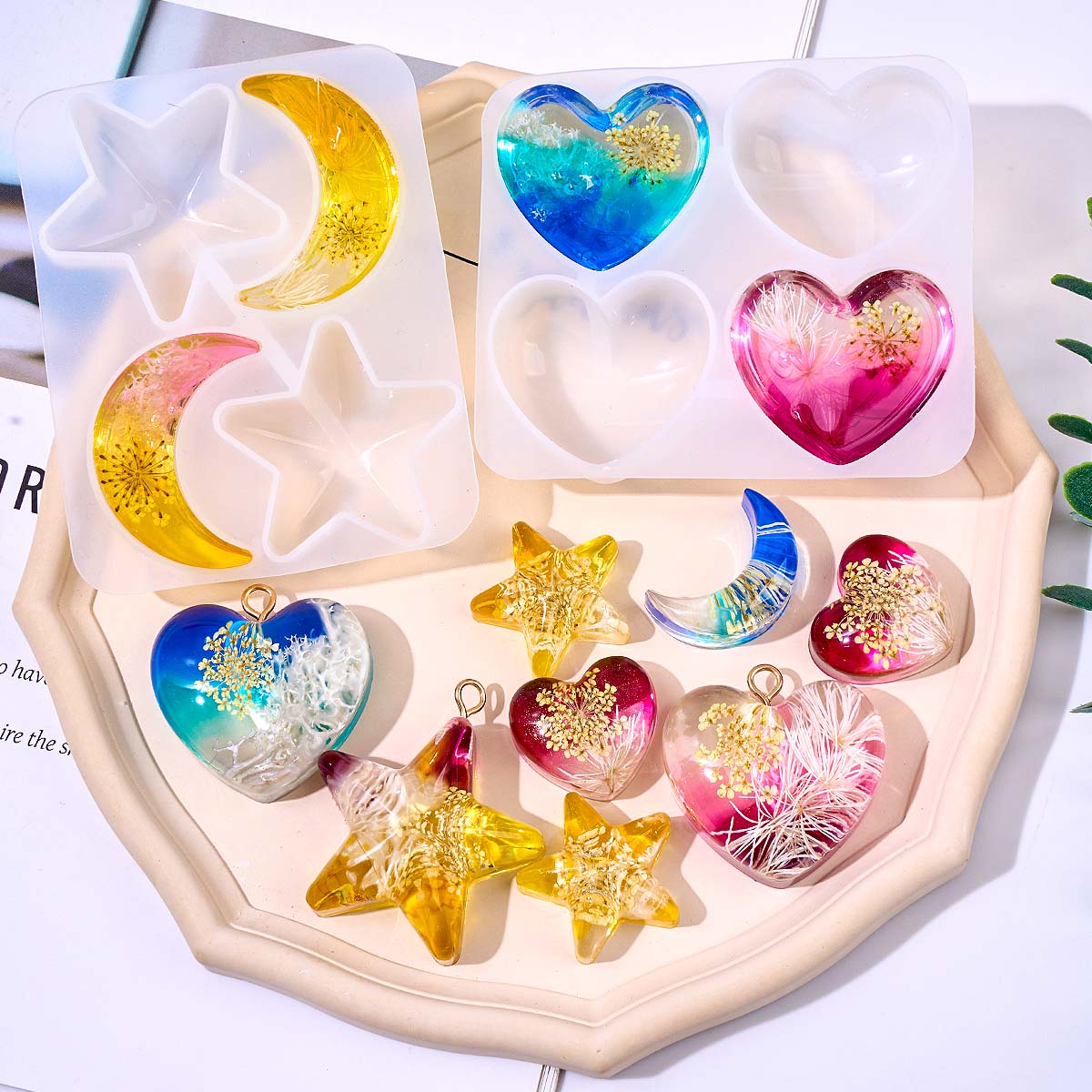 Heart Star Moon Pendant Silico - Resin Art Epoxy review and price