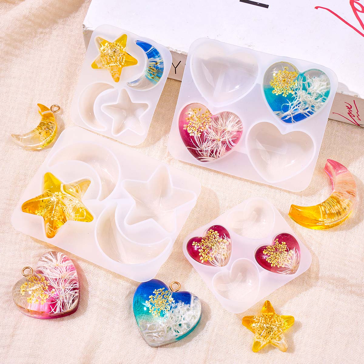 Heart Star Moon Pendant Silico - Resin Art Epoxy review and price